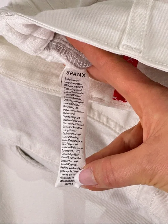 Spanx White Stretch Twill Cropped Wide Leg Pants Medium Petite - Picture 8 of 14